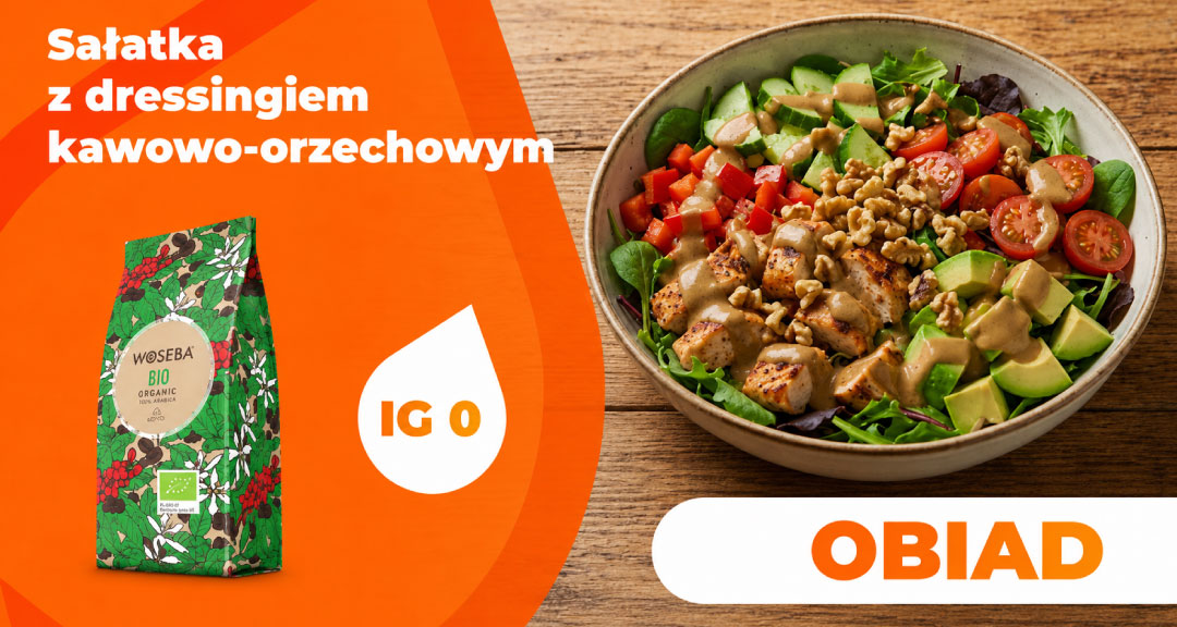 Read more about the article Sałatka z dressingiem kawowo-orzechowym