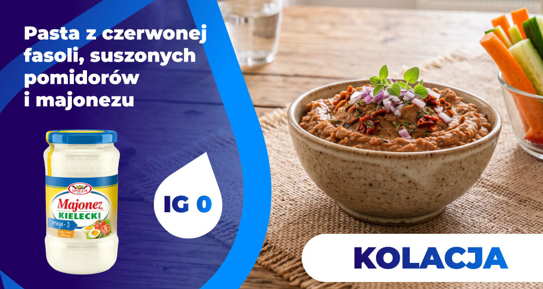 Read more about the article Pasta z czerwonej fasoli, suszonych pomidorów i majonezu