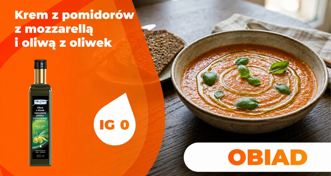 Read more about the article Krem z pomidorów z mozzarellą i oliwą z oliwek
