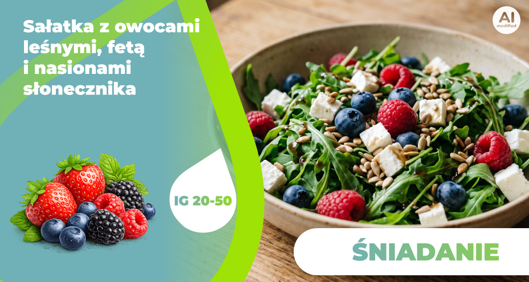 Read more about the article Sałatka z owocami leśnymi, fetą i nasionami słonecznika
